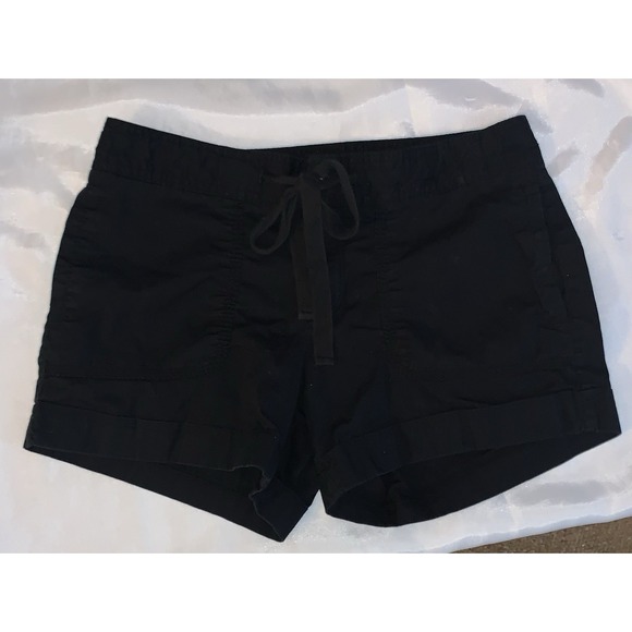 Old Navy Pants - Old Navy Utility Shorts Womens Black 6 Mid Rise‎ Drawstring Zip Fly Button 2023